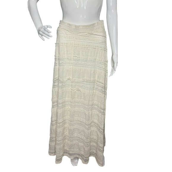 Chico's Dresses & Skirts - Chico's 0 Women's Small Ivory Pull-On Maxi Skirt Crochet Lace Trim Boho …